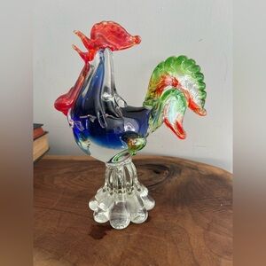 Vinci  Dynasty Handcrafted Colourful Glass Rooster Figurine